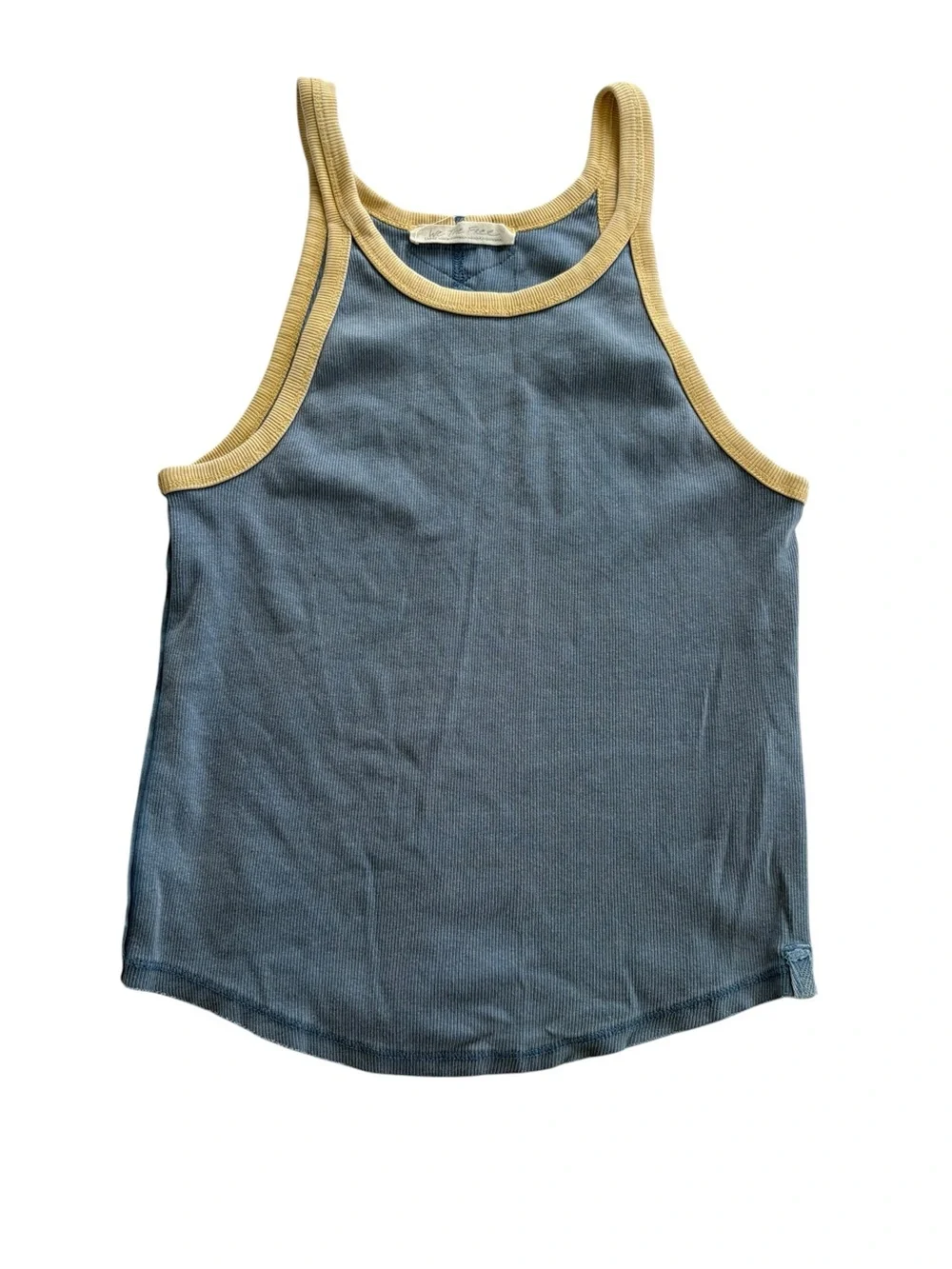 We the Free size large only 1 ringer Blue Tank Top with Yellow Trim - Picture 2 of 11